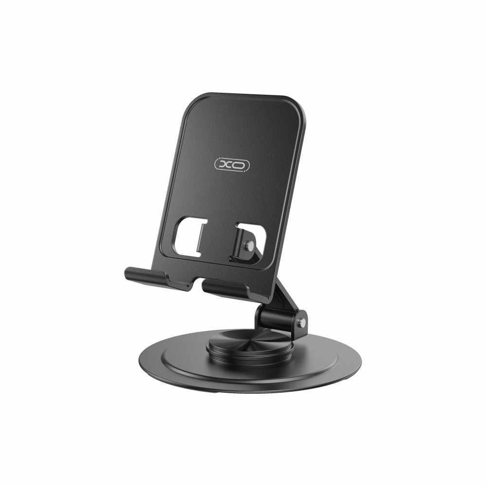 C151 Metal 360° Rotating Desktop Cell Phone Holder Black
