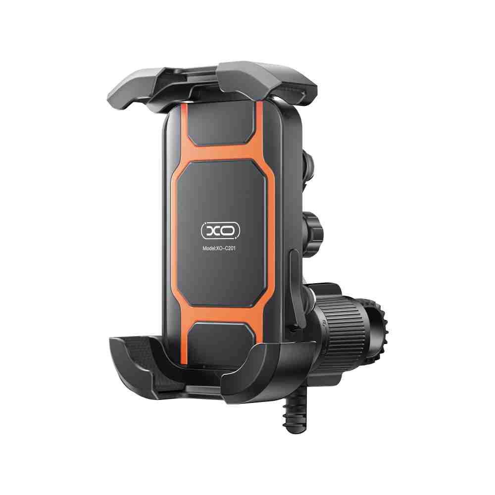 C201 Full-Coverage Motorcycle Phone Mount Black + Orange