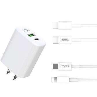 L85A US PD20W+QC3.0 18W charger with type-c to lighting cable White