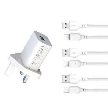 L99 UK 2.4A USB Charger with Lighting cable White