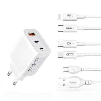 L117 (EU) PD45W/QC18W (2USB-C+1USB-A) fast charging charger with Lightning cable White