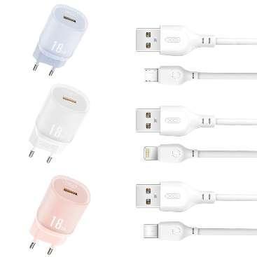 L157(EU) QC3.0 18W Charging Charger with Lightning cable (NB103) pink