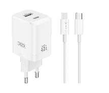 CE36(EU) 45W GaN Fast Charger (1USB-C 45W/1USB-A18W) TYPE-C Kit (NB-Q190A) White