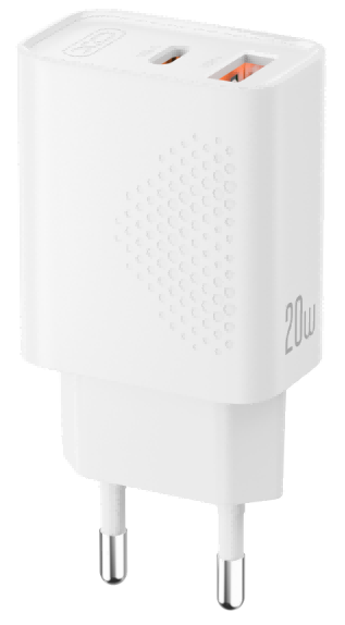 L161(EU) PD20W/QC18W (1USB-A+1USB-C) Fast Charger White