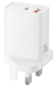 L163 (UK) PD30W/QC18W (1USB-A+1USB-C) Fast Charger White