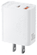 L163 (US) PD30W/QC18W (1USB-A+1USB-C) Fast Charge Charger white