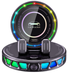 WX048 Wireless Charger with Color-Changing Lights, 15W, 360° Rotating Phone Mount for Car or Home Use black
