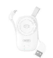 PR225 iP watch wireless charging power bank with dual input cable 1200mAh White
