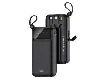 PR279 comes with 4 cables (USB-A, TYPE-C, Micro, iP) digital light display mobile power 20,000 mAh black
