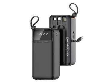 PR280 comes with 4 cables (USB-A, TYPE-C, Micro, iP) digital light display mobile power 30,000 mAh black