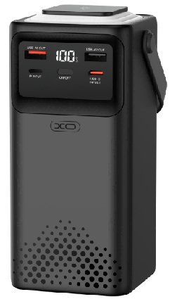 PR286 PD20W+QC22.5W Three Inputs and Six Outputs Comes with Four Cables + Lighting Fast Charging Mobile Power 50000mAh Black