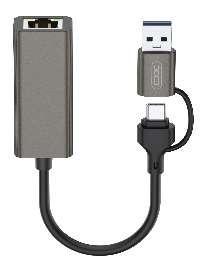 HUB018 USB to Type-C 2-in-1 RJ45 Network Cable Converter 100M Black